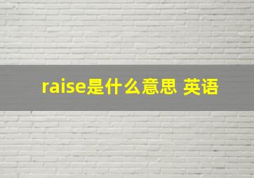 raise是什么意思 英语